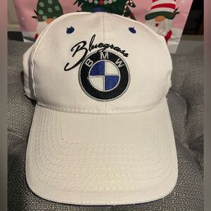BMW Hat Cap Bluegrass Adjustable White Embroidered